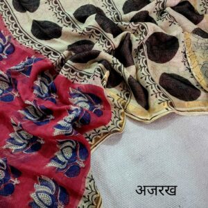 Hand block organic Vanaspati Ajrakhs prints Pure kota doria saree