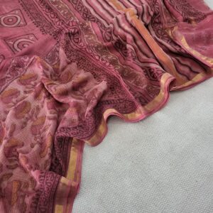 Hand block organic Vanaspati Ajrakhs prints Pure kota doria saree