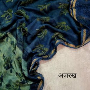 Hand block organic Vanaspati Ajrakhs prints Pure kota doria saree
