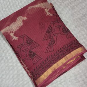 Hand block organic Vanaspati Ajrakhs prints Pure kota doria saree