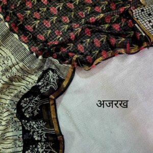 Hand block organic Vanaspati Ajrakhs prints Pure kota doria saree