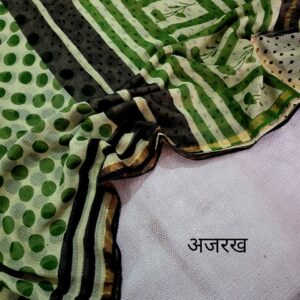 Hand block organic Vanaspati Ajrakhs prints Pure kota doria saree