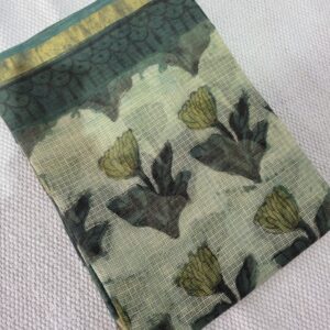 Hand block organic Vanaspati Ajrakhs prints Pure kota doria saree