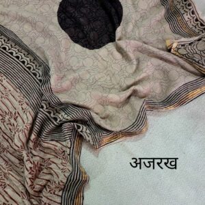 Hand block organic Vanaspati Ajrakhs prints Pure kota doria saree