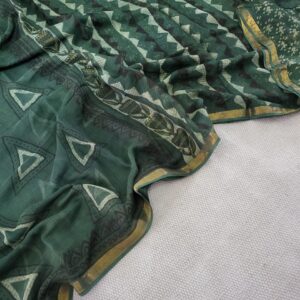 Hand block organic Vanaspati Ajrakhs prints Pure kota doria saree