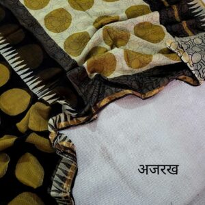 Hand block organic Vanaspati Ajrakhs prints Pure kota doria saree