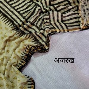 Hand block organic Vanaspati Ajrakhs prints Pure kota doria saree