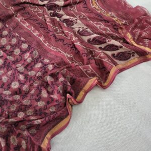 Hand block organic Vanaspati Ajrakhs prints Pure kota doria saree