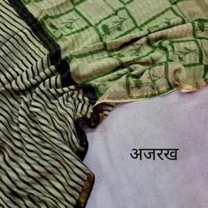 Hand block organic Vanaspati Ajrakhs prints Pure kota doria saree