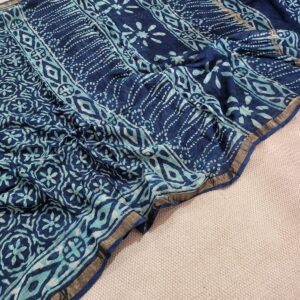 Hand block organic Vanaspati Ajrakhs prints Pure kota doria saree