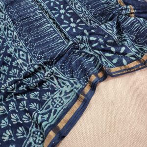 Hand block organic Vanaspati Ajrakhs prints Pure kota doria saree