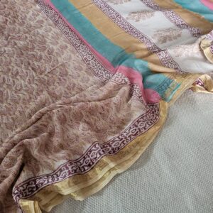 Hand block organic Vanaspati Ajrakhs prints Pure kota doria saree