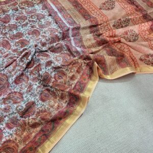 Hand block organic Vanaspati Ajrakhs prints Pure kota doria saree