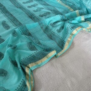 Hand block organic Vanaspati Ajrakhs prints Pure kota doria saree