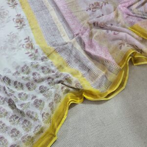 Hand block organic Vanaspati Ajrakhs prints Pure kota doria saree