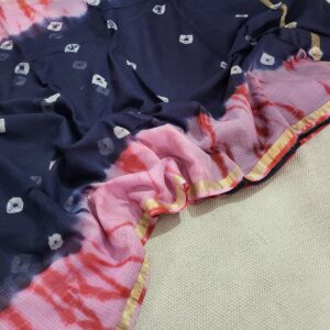 Hand block organic Vanaspati Ajrakhs prints Pure kota doria saree