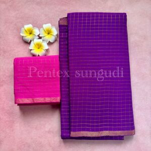 Premium Pentex Golden Zari Kattam Sungudi Cotton Saree