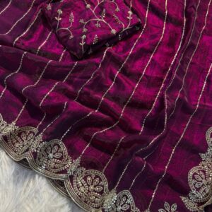 Fendy Satin Saree with premium multi-sequence embroidery work