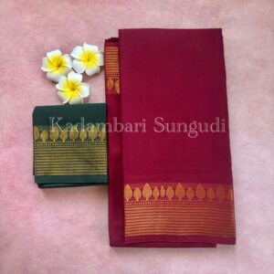 Premium Quality Plain Kadambari Sungudi Cotton Sarees