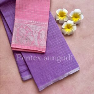 Premium Quality Silver Pentex Sungudi Cotton Saree