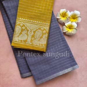 Premium Quality Silver Pentex Sungudi Cotton Saree