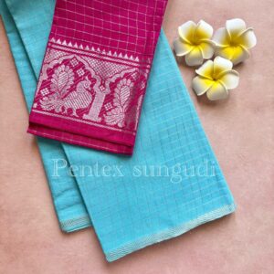Premium Quality Silver Pentex Sungudi Cotton Saree