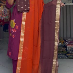 Dual Shade Viscose georgette saree with semi dola butta blouse