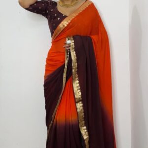 Dual Shade Viscose georgette saree with semi dola butta blouse