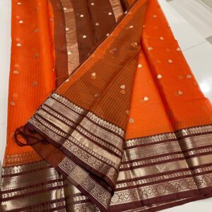 Silk Moonga Weave Saree with Semi-Kanchi Border & Contrast Booti Pallu