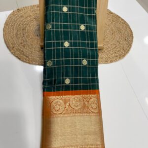 Soft Banarasi Semi-Silk Saree with Katan Finish & Semi-Kanchi Border