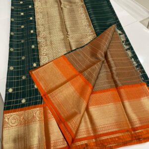 Soft Banarasi Semi-Silk Saree with Katan Finish & Semi-Kanchi Border