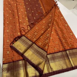 Soft Banarasi Semi-Silk Saree with Meenakari Buty & Contrast Kanchi Border