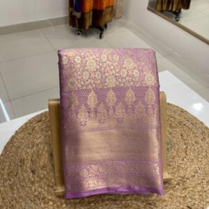 Premium Semi-Kanchi Meenakari Brocade Saree with Floral Zari Resham Jaal