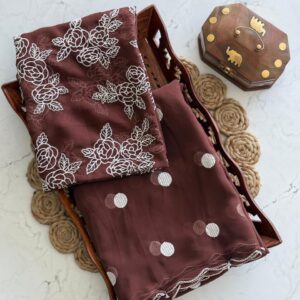 Soft Georgette Saree with Polka Dot Butti & Arco Border