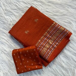 Pure Viscose Chinon Chit Pallu Saree with Zari Border