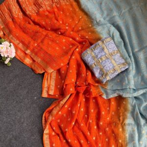 Pure Chinon Saree with Elegant 2D Dyeing