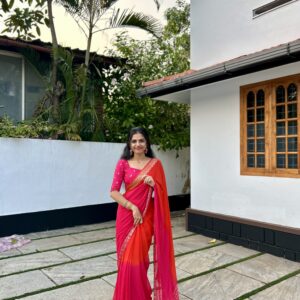 Dual Shade Viscose georgette saree with semi dola butta blouse