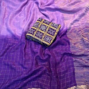 Viscose Georgette Saree with Heavy Bandhani Work & Viscose Blouse