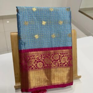 Exclusive Vintage Checks Buti Weaving Semi-Gadwal Inspired Saree