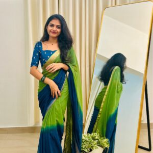 Viscose Georgette Dual-Shade Saree