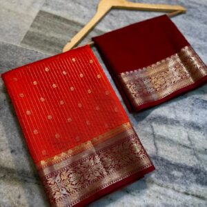 Semi Banarasi Handloom Saree – Semi Chinya Silk