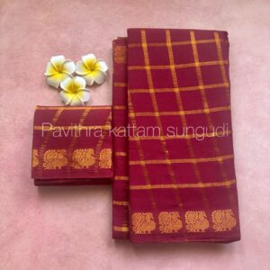 🌷 Premium Quality Pavithra Kattam Sungudi Cotton Saree 🌷