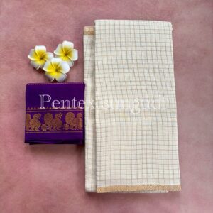 🌷 Premium Quality Pentex Golden Zari Kattam Sungudi Cotton Saree 🌷