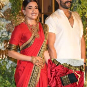 🌸 Rashmika Inspired Semi Katan Silk Saree 🌸