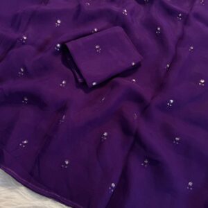 Elegant Pure Viscose Soft Organza Saree with Floral Butti Embroidery & Sequin Work