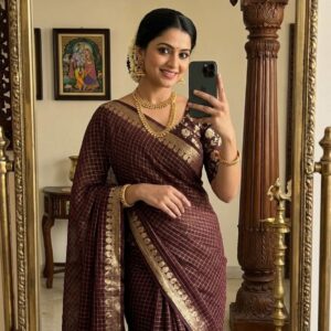 ✨ Elegant Viscose Georgette Saree with Mina Weaving & Jacquard Blouse