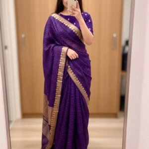 ✨ Premium Viscose Georgette Saree with Weaving Viscose Blouse