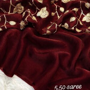 ✨ Designer Fendy Satin Saree with Multi Bits Sequence Work Blouse