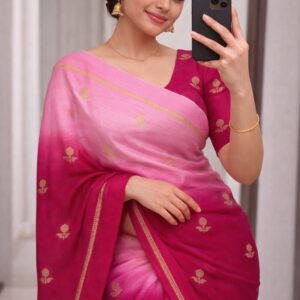 ✨ Trending Partywear Viscose Khadi Silk Saree with Satin Border & Jacquard Leaf Design