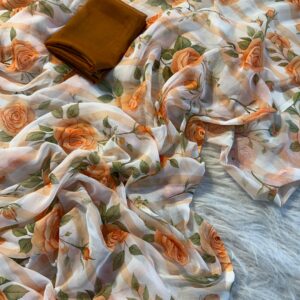 🌸 Soft Chiffon Floral Print Saree 🌸